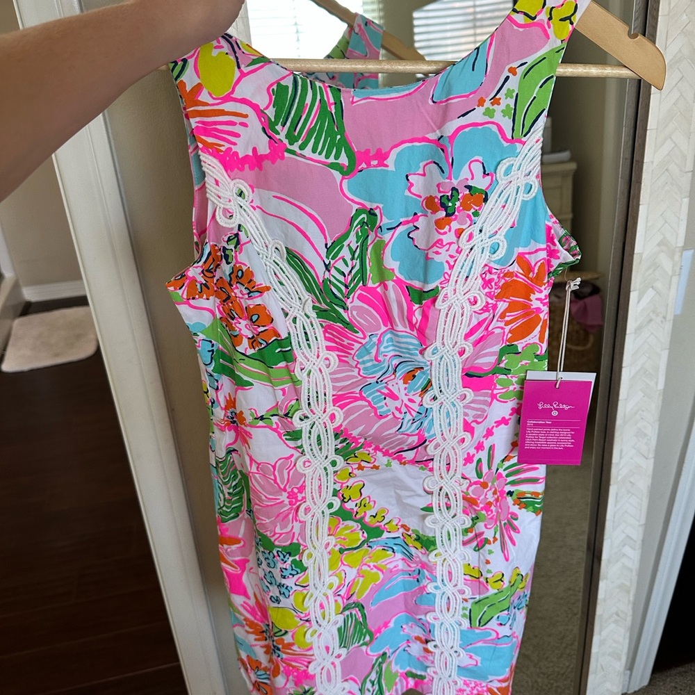 Lilly Pulitzer Pink and Green Floral Midi Dress